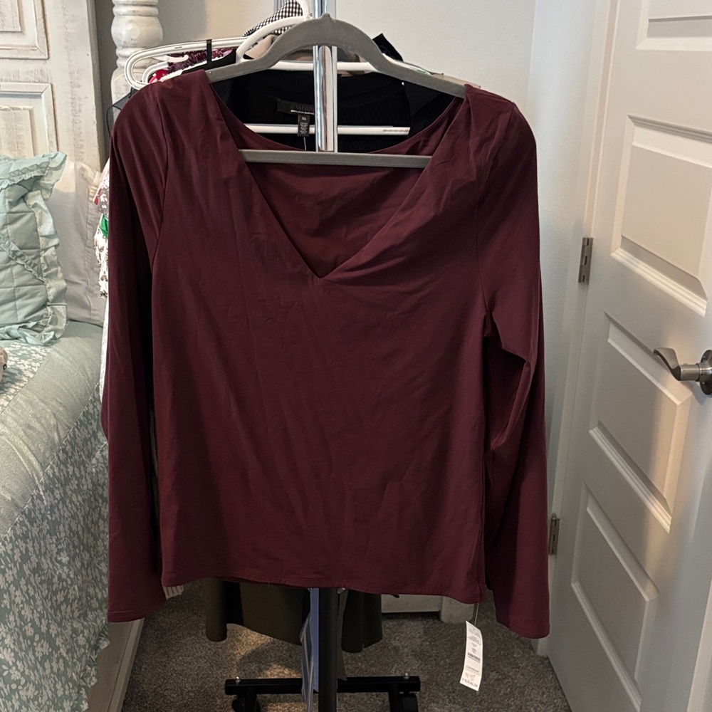 Elegant Burgundy Long Sleeve Top